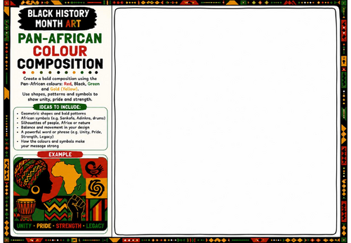 Black History Month Art: Pan-African Colour Composition Worksheet