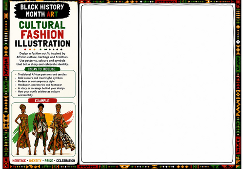 Black History Month Art: Cultural Fashion Illustration Worksheet