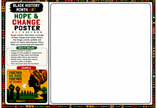 Black History Month Art: Hope & Change Poster Worksheet