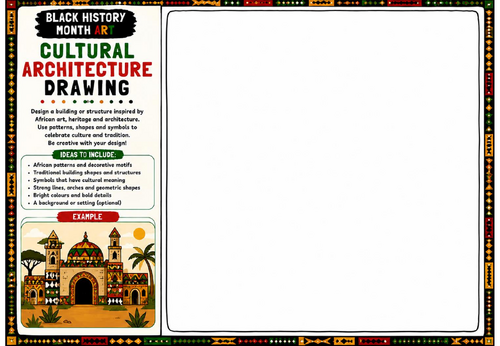 Black History Month Art: Cultural Architecture Drawing Worksheet