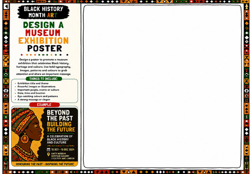 Black History Month Art: Design a Museum Exhibition Poster Worksheet