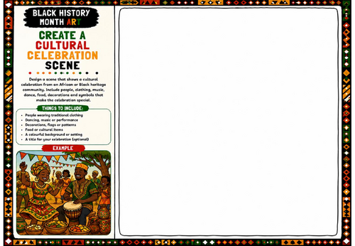 Black History Month Art: Create a Cultural Celebration Scene Worksheet