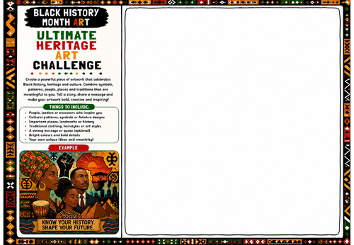 Black History Month Art: Ultimate Heritage Art Challenge Worksheet