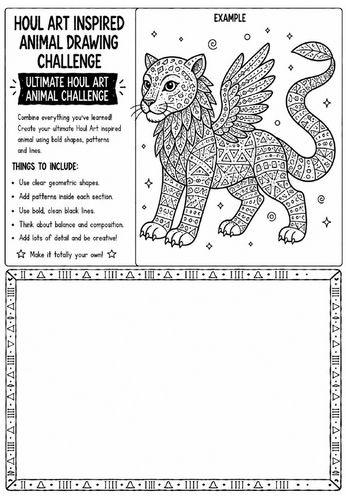 Houl Art Inspired Animal Drawing Challenge | Ultimate Animal Drawing Worksheet | KS2 KS3 Art | Patte