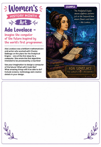 Women's History Month Art: Ada Lovelace Future Computer Design Challenge Worksheet