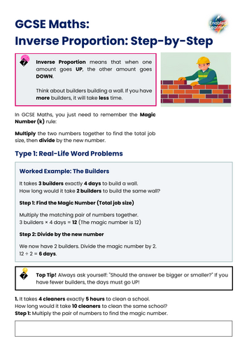 GCSE Maths - Direct and Inverse Proportion Practice