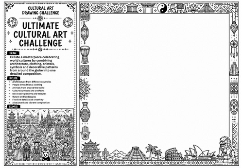 Ultimate Cultural Art Challenge Worksheet | World Cultures Drawing Activity | KS2 KS3 Art Cover Less