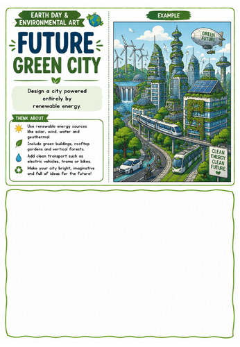 Future Green City Drawing Challenge | Renewable Energy Art Worksheet | KS2 KS3 KS4