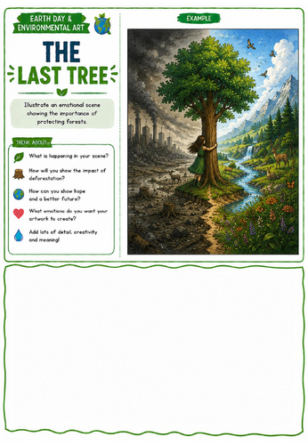 Floating Island Nature Reserve Art Worksheet | Earth Day Fantasy Landscape Drawing | KS2 KS3 KS4