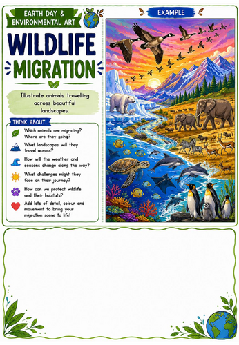 Climate Change Split Scene Drawing Worksheet | Earth Day Environmental Art | KS2 KS3 KS4