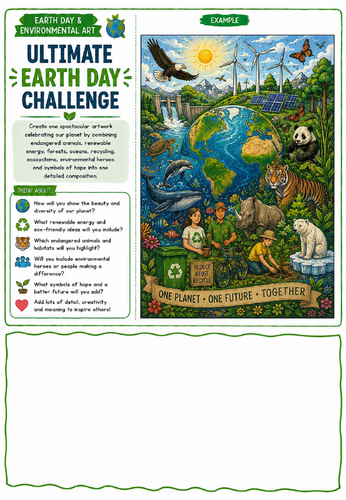 Ultimate Earth Day Challenge | Environmental Art Drawing Worksheet | KS2 KS3 KS4