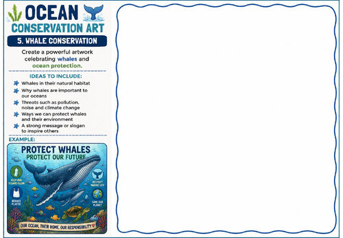 Ocean Conservation Art – Whale Conservation Poster Drawing Challenge | KS2 KS3