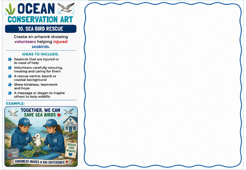 Ocean Conservation Art – Sea Bird Rescue Wildlife Conservation Art Worksheet | KS2 KS3