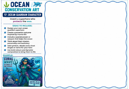 Ocean Conservation Art – Ocean Guardian Character Design Worksheet | KS2 KS3 Creative Art