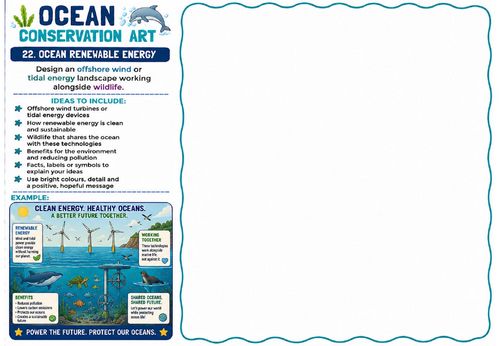 Ocean Conservation Art – Ocean Renewable Energy Drawing Challenge | KS2 KS3 Sustainability Art