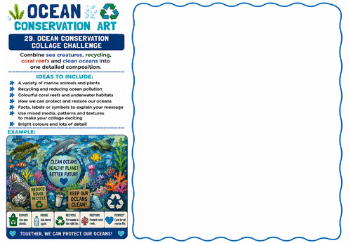 Ocean Conservation Art – Ocean Conservation Collage Challenge Worksheet | KS2 KS3