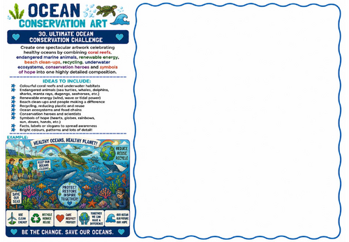 Ocean Conservation Art – Ultimate Ocean Conservation Challenge Worksheet | KS2 KS3 Environmental Art