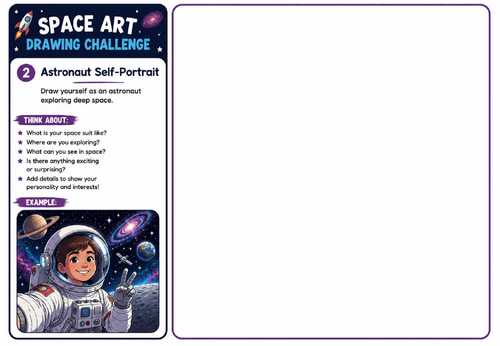Space Art Drawing Challenge – Astronaut Self-Portrait | KS2 KS3 Space Drawing Worksheet | Creative A