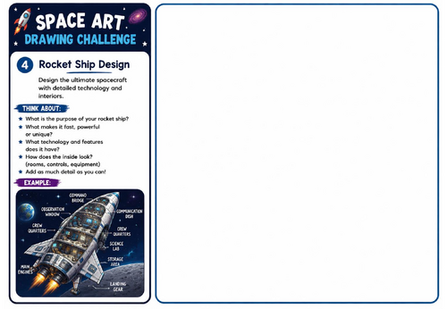 Space Art Drawing Challenge – Rocket Ship Design | KS2 KS3 Spacecraft Design Worksheet | STEM Art