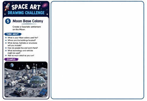 Space Art Drawing Challenge – Moon Base Colony | KS2 KS3 Future Settlement Drawing Worksheet