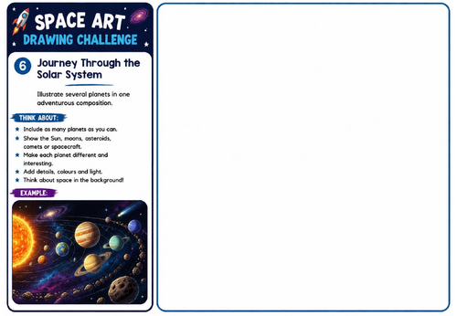 Space Art Drawing Challenge – Journey Through the Solar System | KS2 KS3 Astronomy Art Worksheet