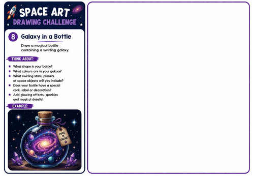 Space Art Drawing Challenge – Galaxy in a Bottle | KS2 KS3 Fantasy Space Drawing Worksheet