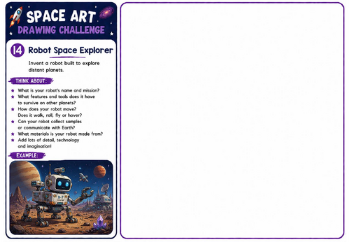 Space Art Drawing Challenge – Robot Space Explorer | KS2 KS3 Robot Design Worksheet