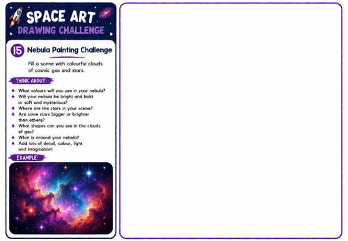 Space Art Drawing Challenge – Nebula Painting Challenge | KS2 KS3 Space Illustration Worksheet