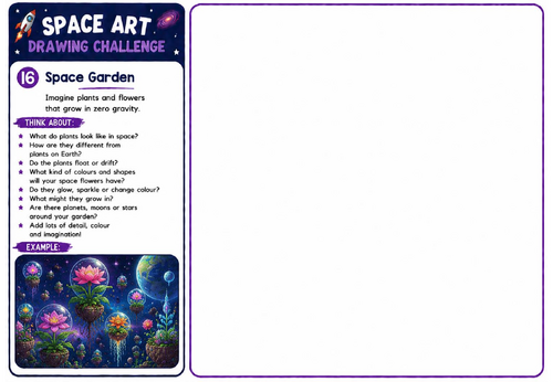 Space Art Drawing Challenge – Space Garden | KS2 KS3 Creative Space Art Worksheet