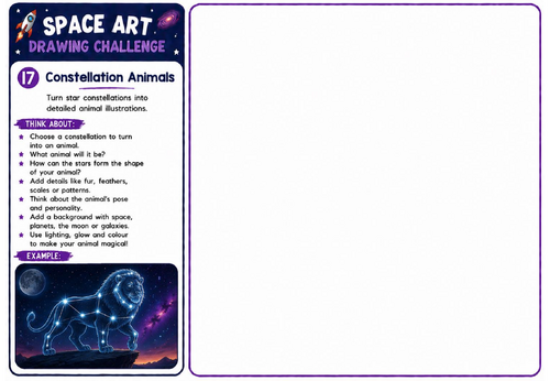 Space Art Drawing Challenge – Constellation Animals | KS2 KS3 Astronomy Drawing Worksheet