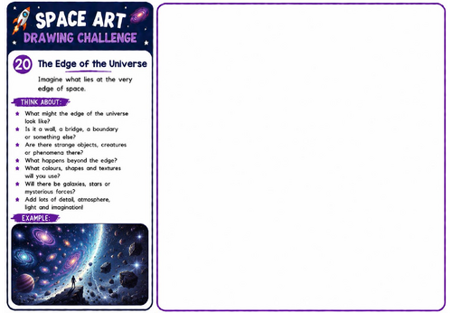 Space Art Drawing Challenge – The Edge of the Universe | KS2 KS3 Creative Space Drawing Worksheet