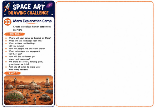 Space Art Drawing Challenge – Mars Exploration Camp | KS2 KS3 Mars Colony Drawing Worksheet