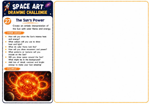 Space Art Drawing Challenge – The Sun's Power | KS2 KS3 Solar Art Drawing Worksheet