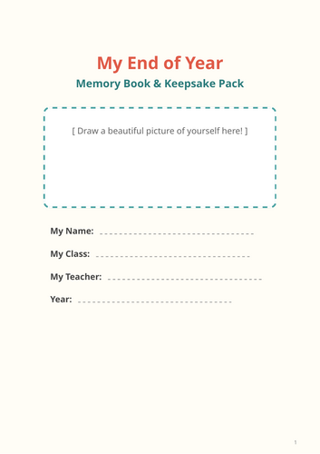 KS1 End of Year Memory Book | Summer Keepsake Booklet | End of School Year Activity