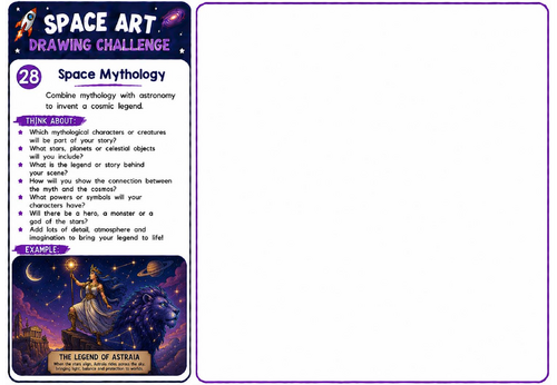 Space Art Drawing Challenge – Space Mythology | KS2 KS3 Fantasy Space Art Worksheet