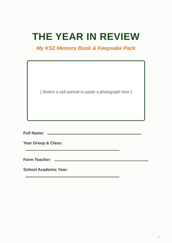 KS2 End of Year Memory Book | Summer Keepsake Booklet | End of School Year Reflection Activity