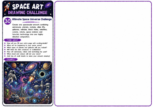 Space Art Drawing Challenge – Ultimate Space Universe Challenge | KS2 KS3 Space Drawing Worksheet