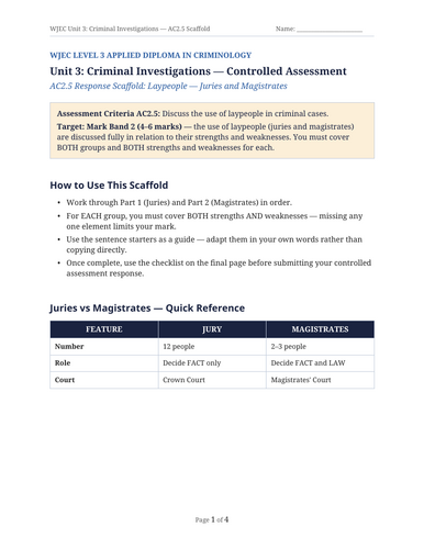 WJEC Criminology Unit 3: AC 2.5 Use of Lay People