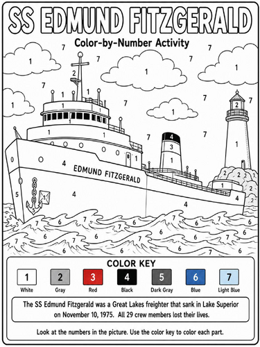 SS Edmund Fitzgerald Color by numbers