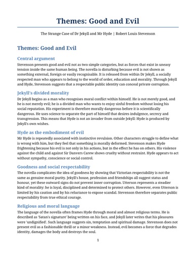 The Strange Case of Dr Jekyll and Mr Hyde – Good and Evil