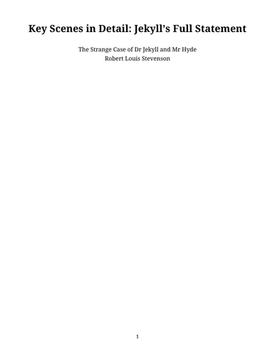 The Strange Case of Dr Jekyll and Mr Hyde – Jekyll’s Full Statement