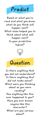 Reading question prompt bookmark