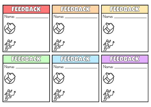 WWW (what went well) and EBI (even better if) Feedback Cards