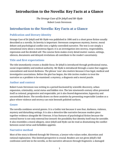 The Strange Case of Dr Jekyll and Mr Hyde – Key Facts at a Glance