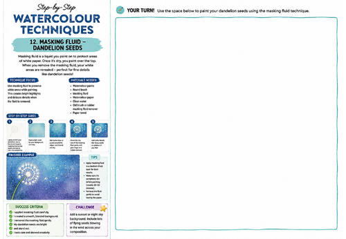 Step-by-Step Watercolour Techniques | Soft Edges Blue Mountains | KS3 Art Watercolour Worksheet