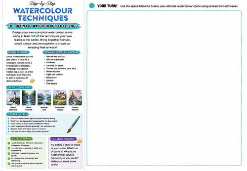 Step-by-Step Watercolour Techniques | Ultimate Watercolour Challenge | KS3 Art Painting Project | Fi