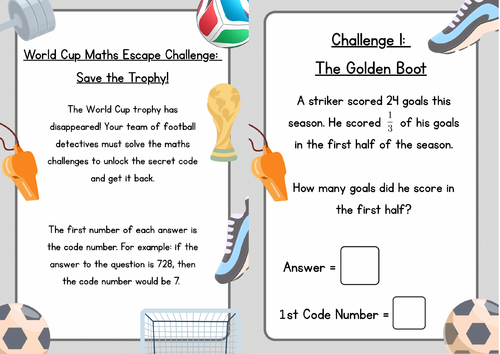 World Cup Maths Escape Room Mystery Challenge Y5/Y6