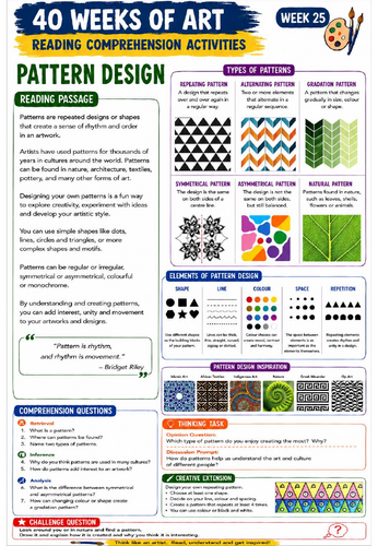 Texture in Art Reading Comprehension Activity | KS3 Art Literacy Worksheet