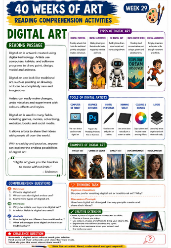 Printmaking Reading Comprehension Activity | KS3 Art Literacy Worksheet