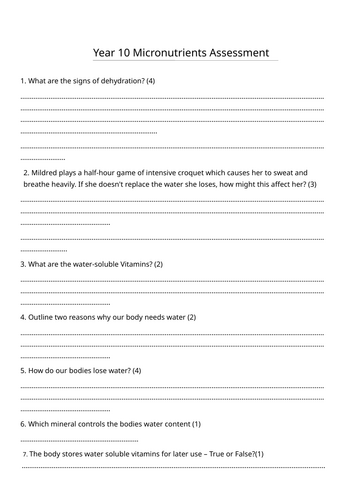 GCSE Food and Nutrition: Micronutrients